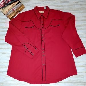 Scull Western men's shirt red Sz XL